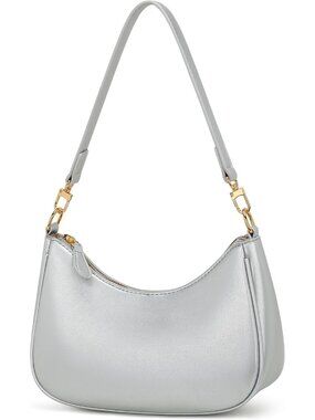 Women's Silver Zipper Cute Hobo Purses Retro Clutch Tote Shoulder Bags